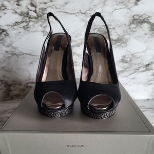 BCBG MA-FALCON Black Peep Toe Pump